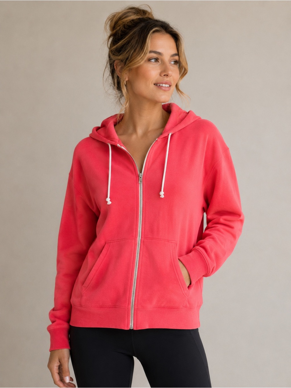 F497 American Apparel Coral Zip Up Hoodie XL, Super Soft!
